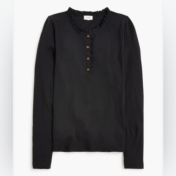 J Crew Ribbed Ruffleneck Henley - Picture 1 of 4